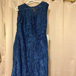 Navy blue - lace maxi prom bridesmaid dress -NEW!
